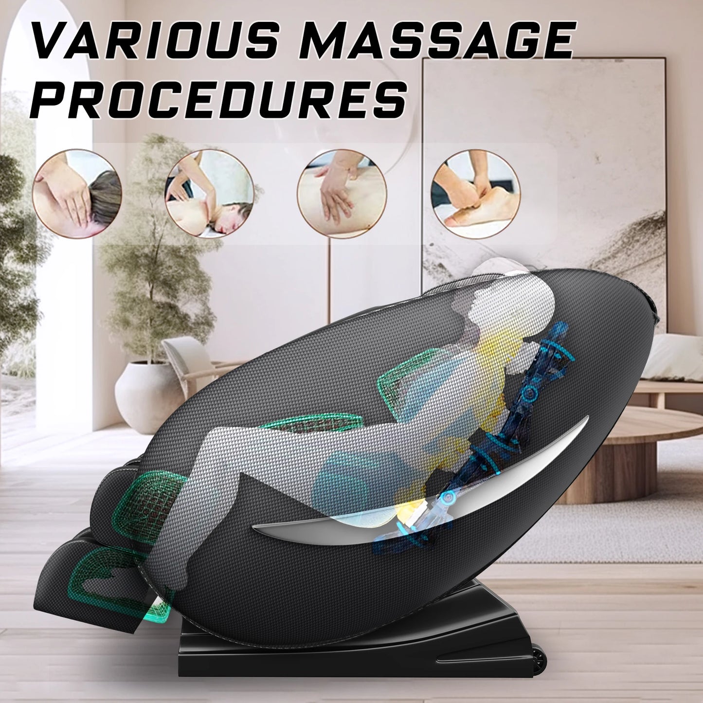 Massage Chair Recliner with Zero Gravity, Full Body Massage Chair with Heating, Bluetooth Speaker, Airbags, Foot Roller