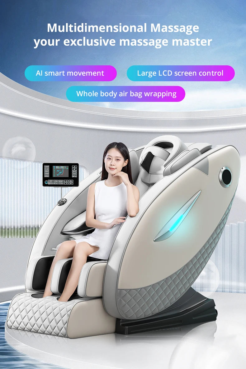 LEK-103 Low Price Fully Automatic HiFi Bluetooth Heating Zero Gravity Massage Chair with LCD Control Screen Hips Massage Roller