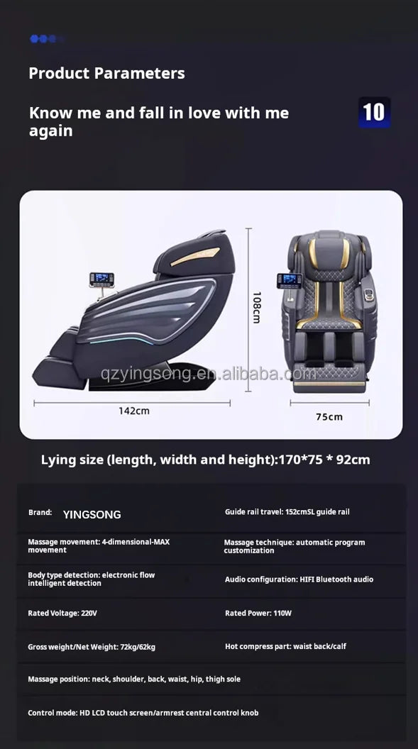 Full Body Professional 3D Zero Gravity Intelligent Electric Automatic Luxury Heating Shiatsu Massage Chair Rocking Sofa