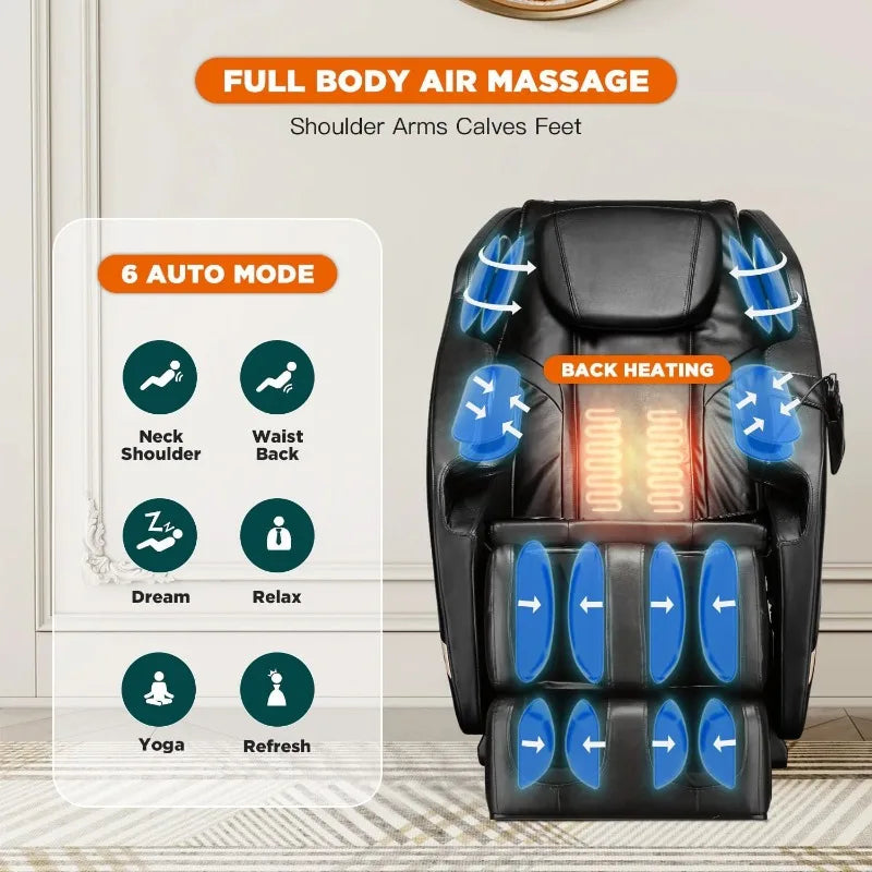 BestMassage Electric Shiatsu Zero Gravity Full Body Massage Chair Recliner with Built-in Heat Therapy Foot Roller Airbag Massage