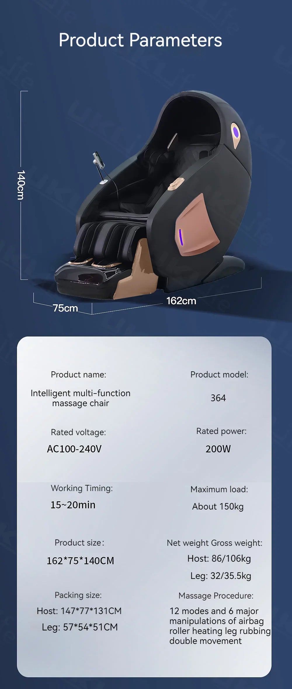 3 Year Warranty Dual-core 4D SL-Track Zero Gravity full body Massager Chairs Home 3D Office Electric leg lift Massage Sofa