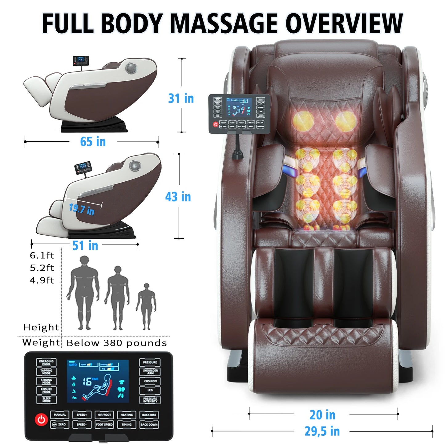 2024 Full Body Massage Chair with Airbags Zero-Gravity, Heat Therapy, and Smart Bluetooth