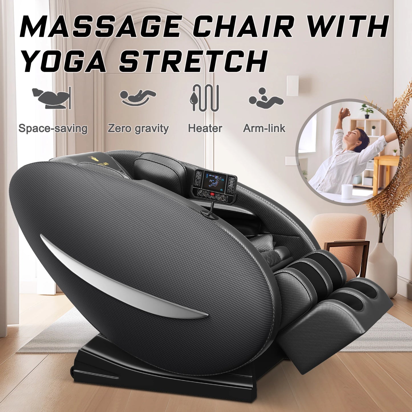 Massage Chair Recliner with Zero Gravity, Full Body Massage Chair with Heating, Bluetooth Speaker, Airbags, Foot Roller