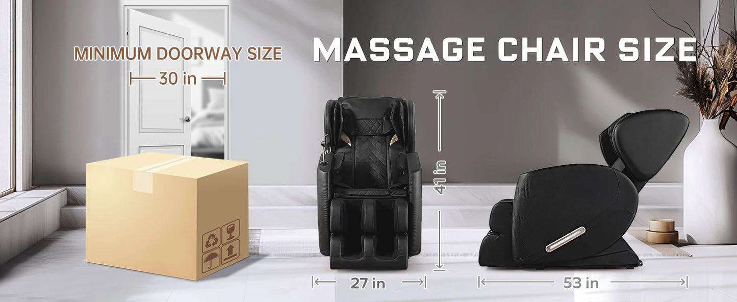 Full Body Massage Chair with Zero Gravity, Massage Chair Recliner with Heating, Airbags, Bluetooth Speaker, Foot Roller