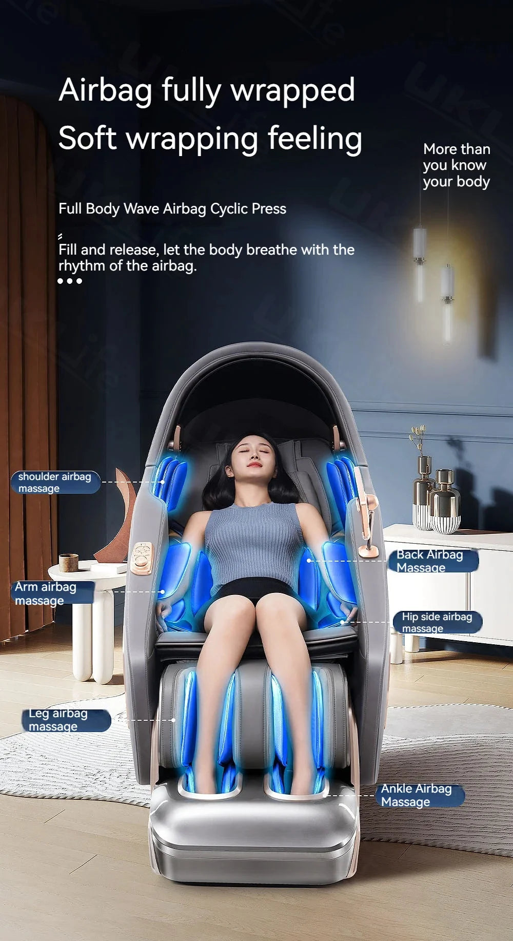 3 Year Warranty Dual-core 4D SL-Track Zero Gravity full body Massager Chairs Home 3D Office Electric leg lift Massage Sofa