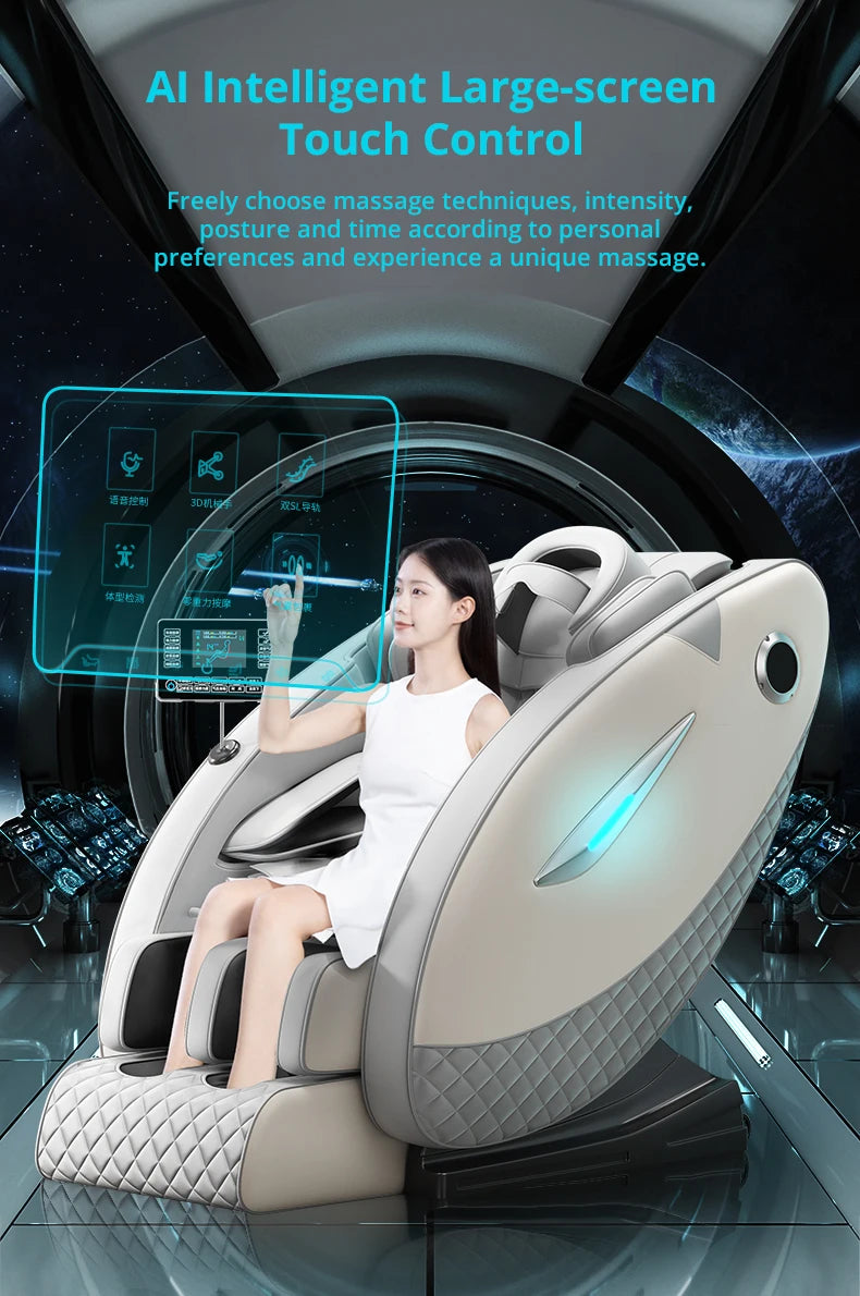 LEK-103 Low Price Fully Automatic HiFi Bluetooth Heating Zero Gravity Massage Chair with LCD Control Screen Hips Massage Roller