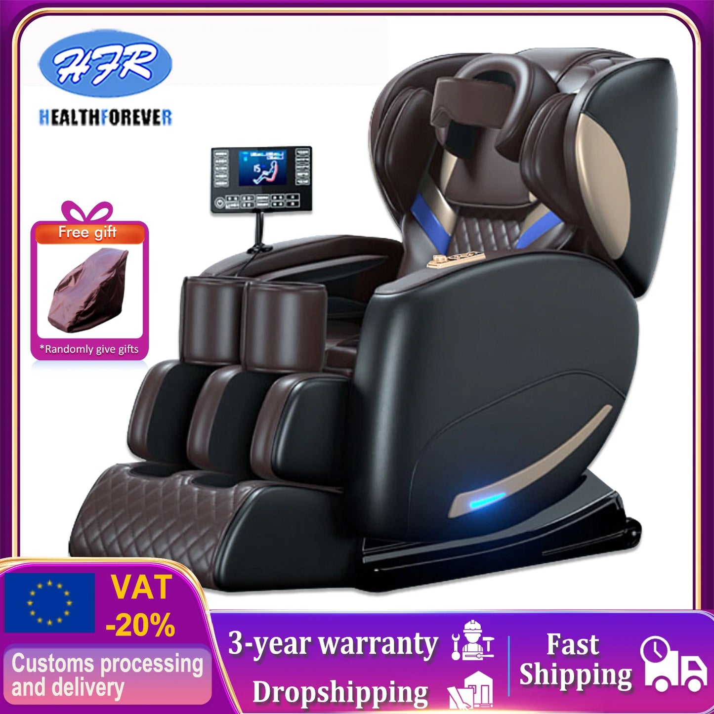 Luxury Electric Leisure Massage Chair Zero Gravity Intelligent Full Body Multi-Function Bluetooth Music U-Shaped Pillow+Shortcut