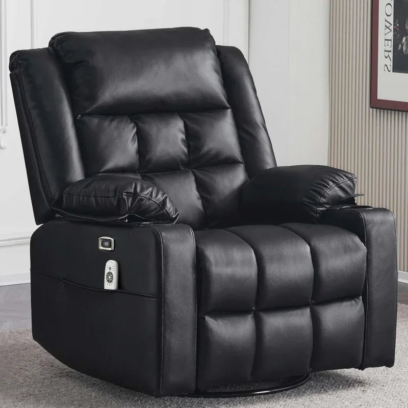 Power Swivel Rocker Recliner Chair for Adults with Massage, USB and Type-C Ports, Infinite Position, Electric Glider Reclining S