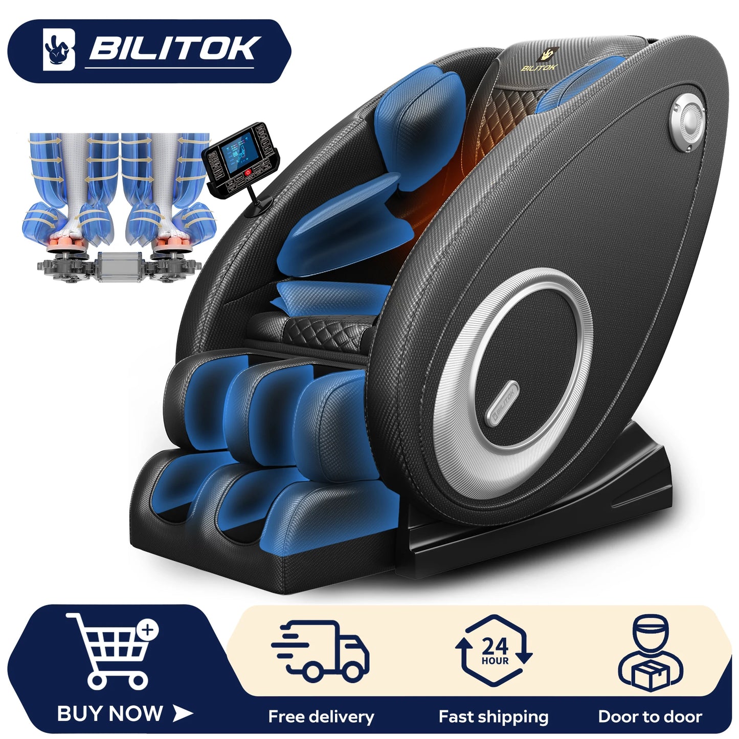 Full Body Massage Chair with Heating, Massage Chair Recliner with Zero Gravity, Bluetooth Speaker, Airbags, Foot Roller