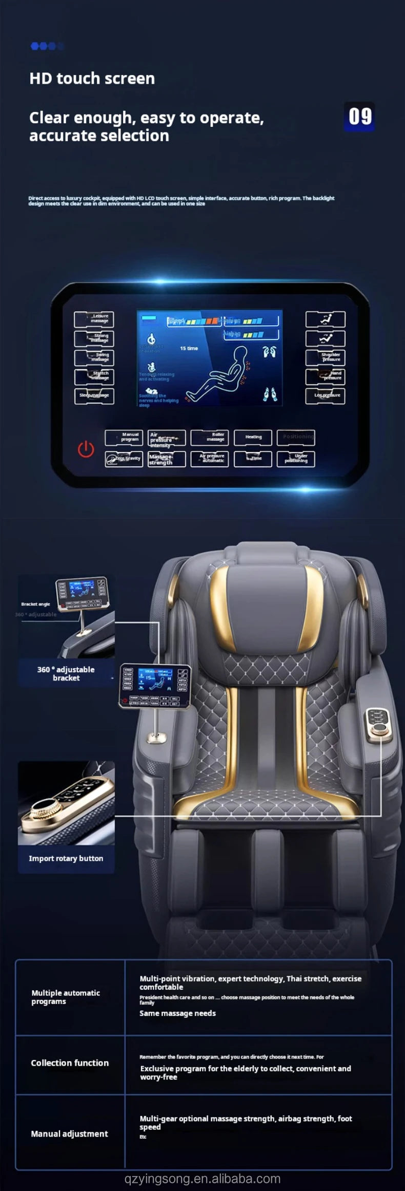 Full Body Professional 3D Zero Gravity Intelligent Electric Automatic Luxury Heating Shiatsu Massage Chair Rocking Sofa