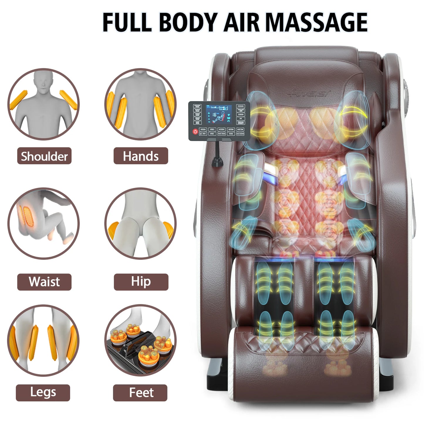 2024 Full Body Massage Chair with Airbags Zero-Gravity, Heat Therapy, and Smart Bluetooth