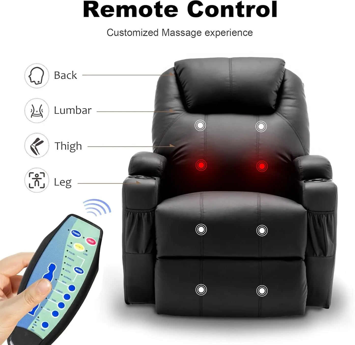 Recliner Chair, Rocking Chair with Massage and Heat, 360° Swivel Recliner  for Adults, Rocker Manual Remote