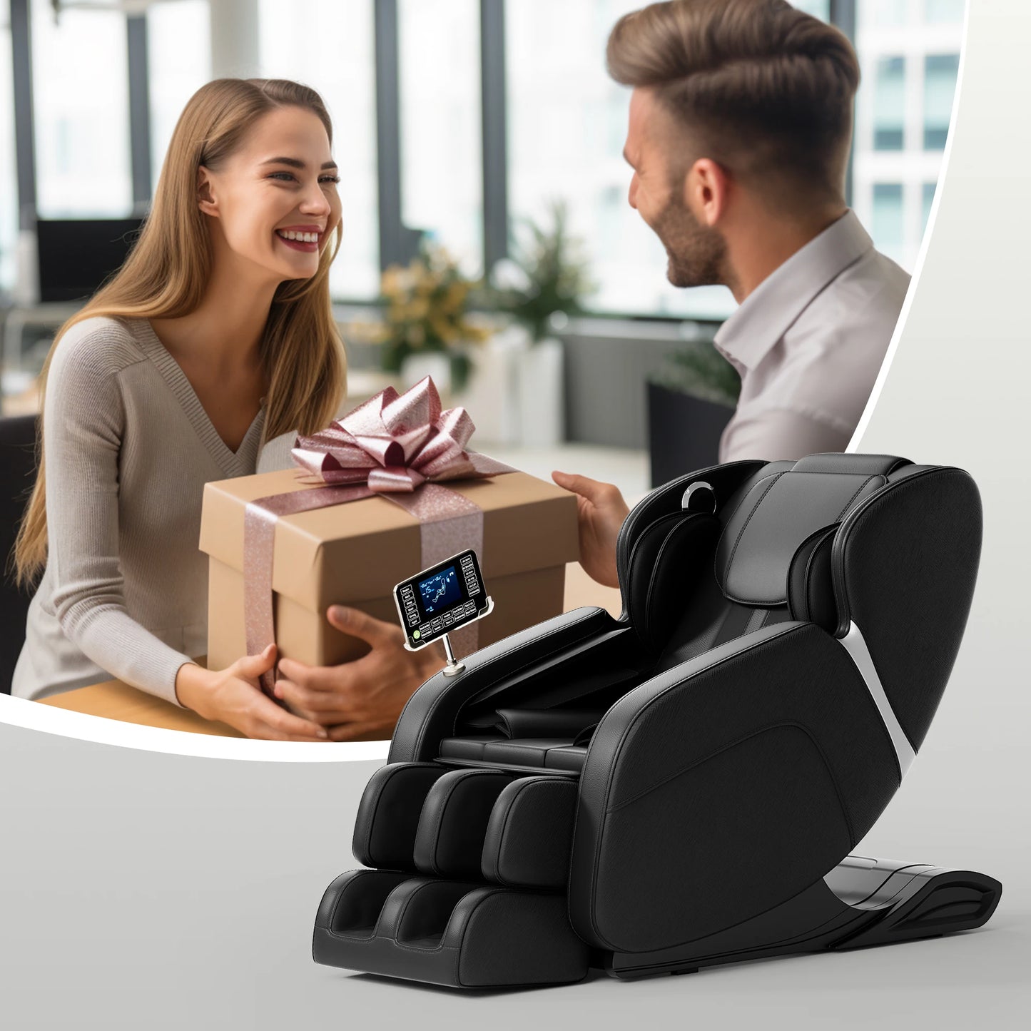 Full Body Massage Chair Zero Gravity Deep Tissue Massage Chairs LCD Touch Screen Bluetooth Suitable for 5.1-5.7Ft Height, BLACK