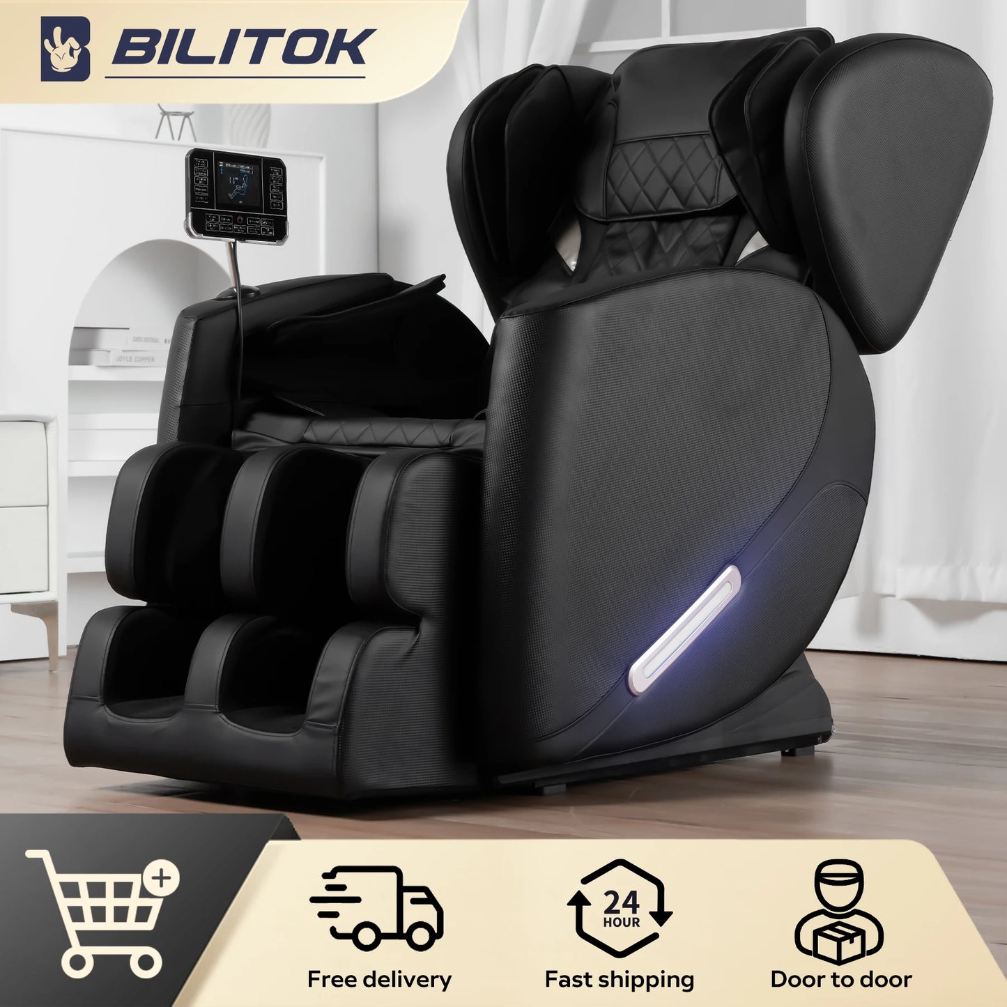 Full Body Massage Chair with Zero Gravity, Massage Chair Recliner with Heating, Airbags, Bluetooth Speaker, Foot Roller