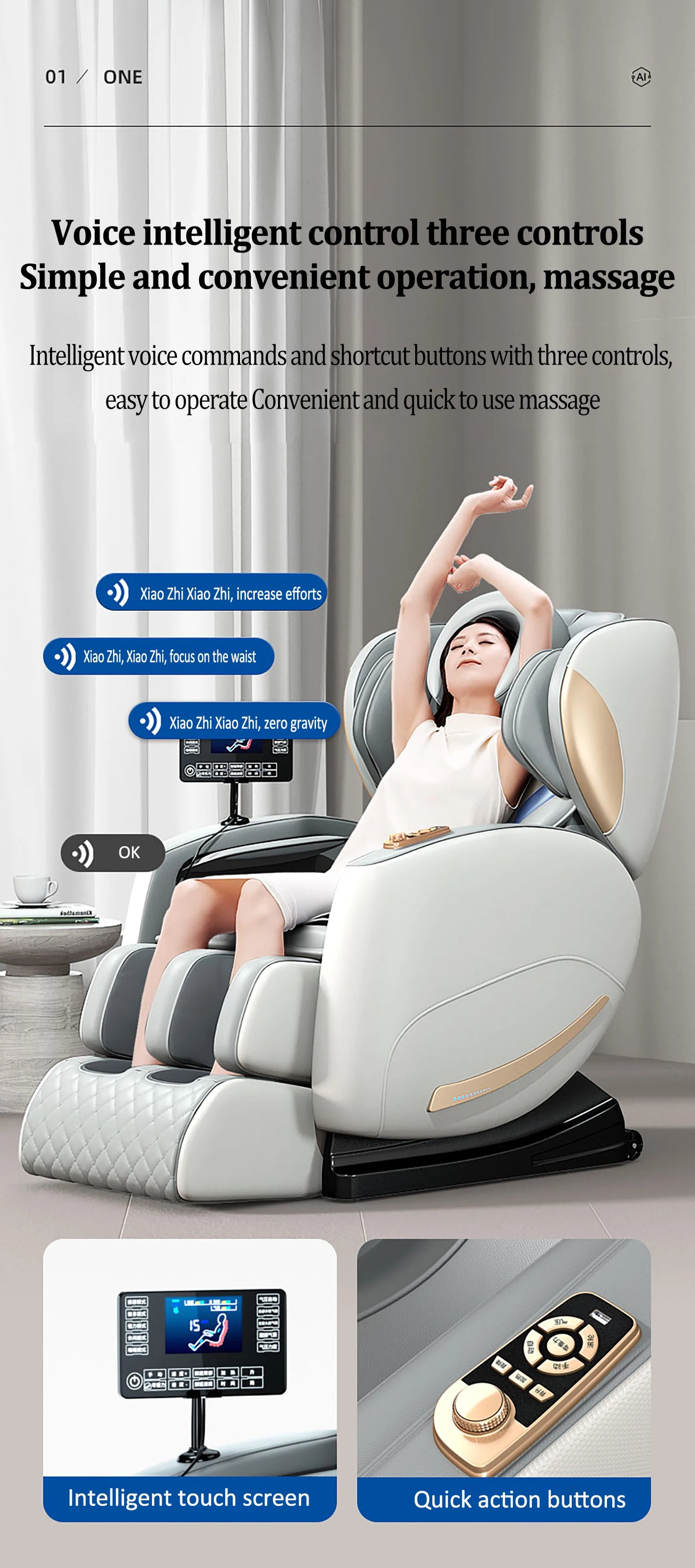 Luxury Electric Leisure Massage Chair Zero Gravity Intelligent Full Body Multi-Function Bluetooth Music U-Shaped Pillow+Shortcut