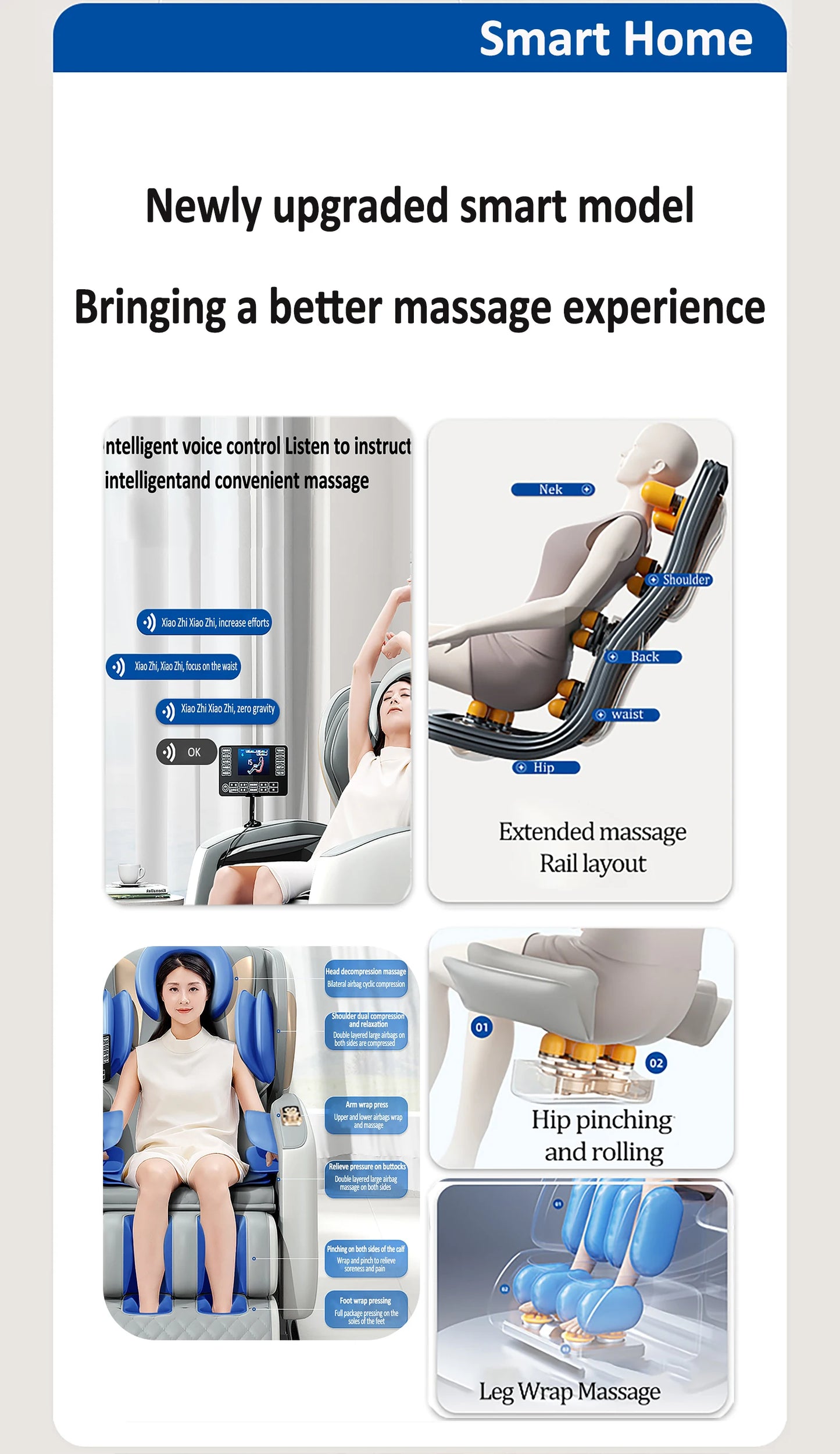 Luxury Electric Leisure Massage Chair Zero Gravity Intelligent Full Body Multi-Function Bluetooth Music U-Shaped Pillow+Shortcut